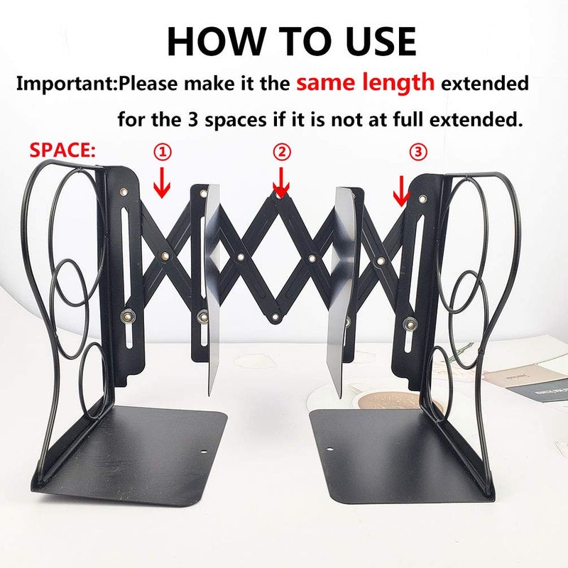 Gardesk Adjustable Bookends - Nonskid Heavy Duty Book Ends for Desk - Book Stand & Organizer - Image 3